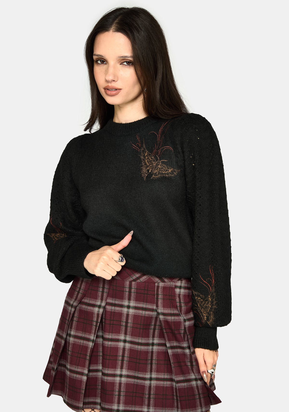 Ember Moth Embroidered Knit Jumper