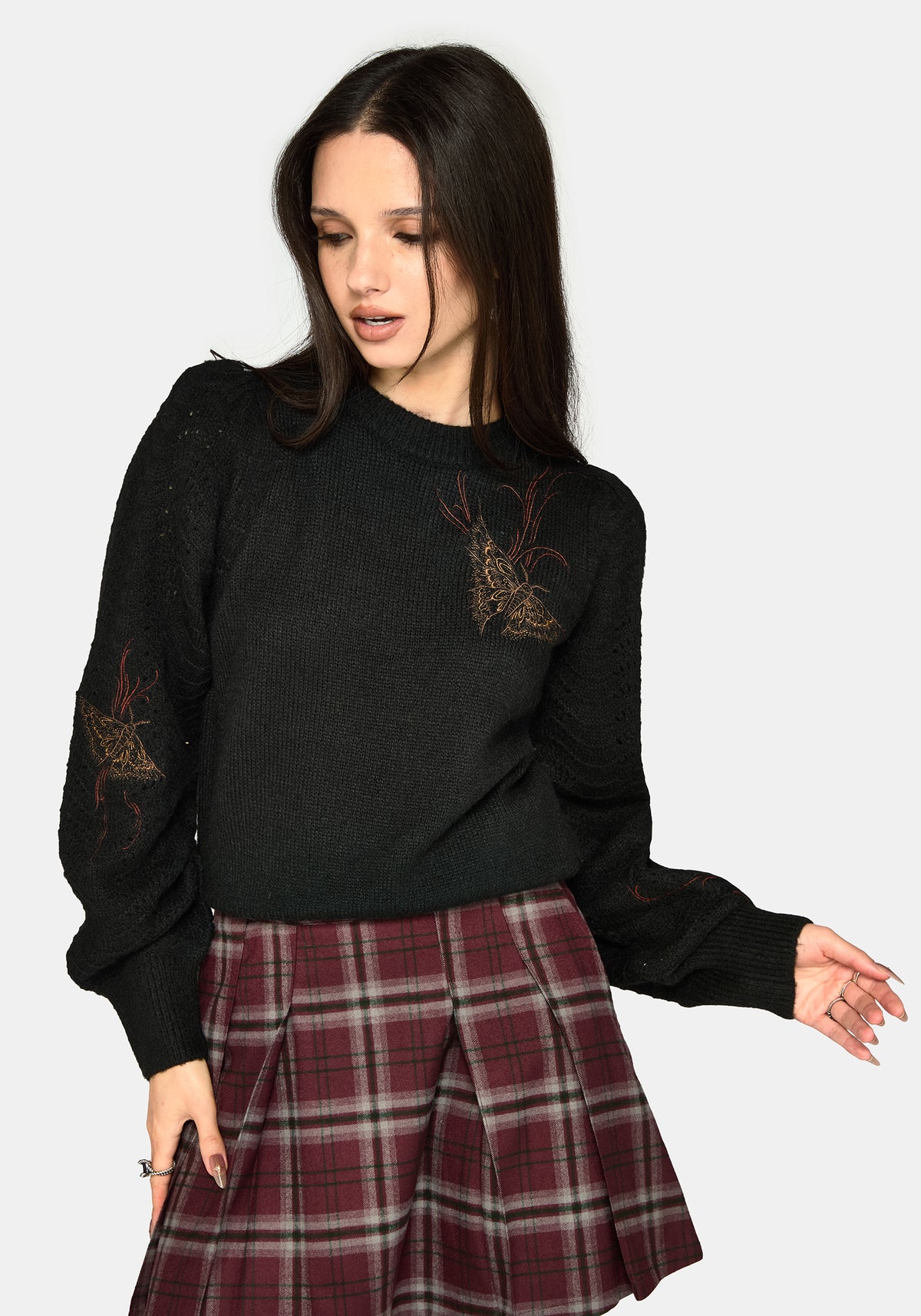Ember Moth Embroidered Knit Jumper