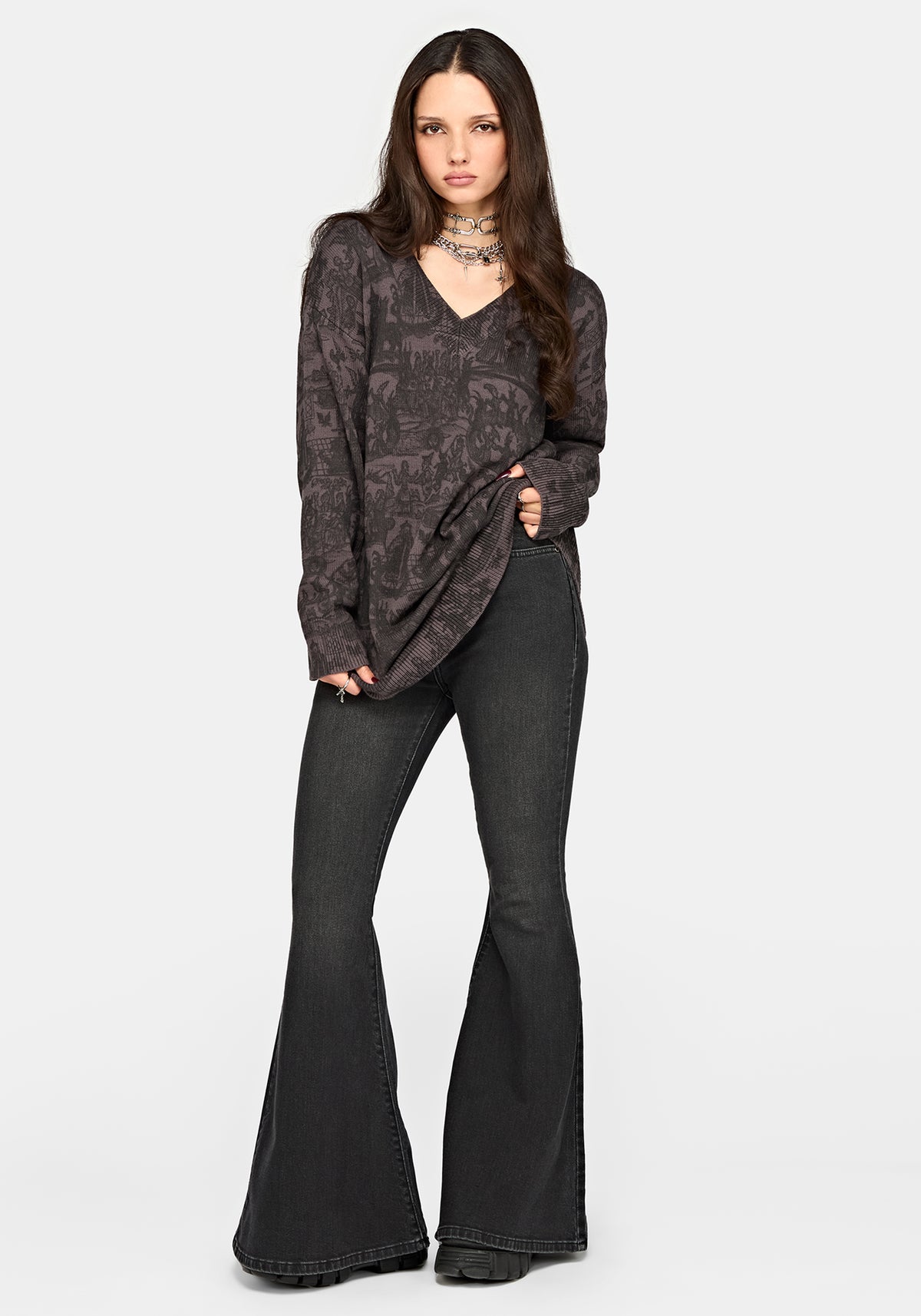 Diabolical V Neck Knit Jumper