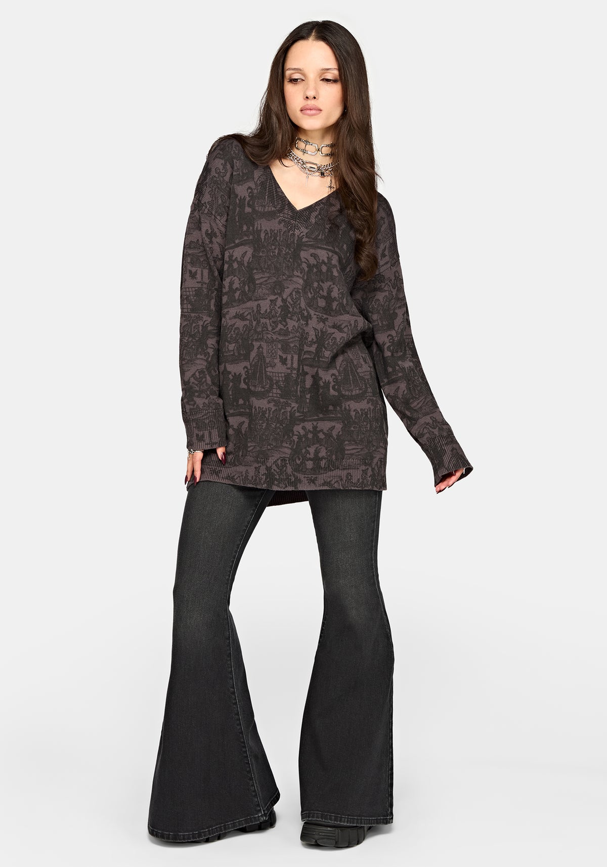 Diabolical V Neck Knit Jumper