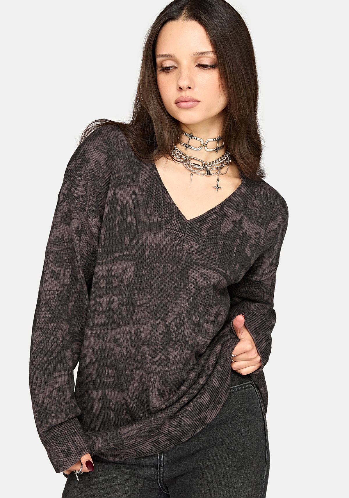 Diabolical V Neck Knit Jumper