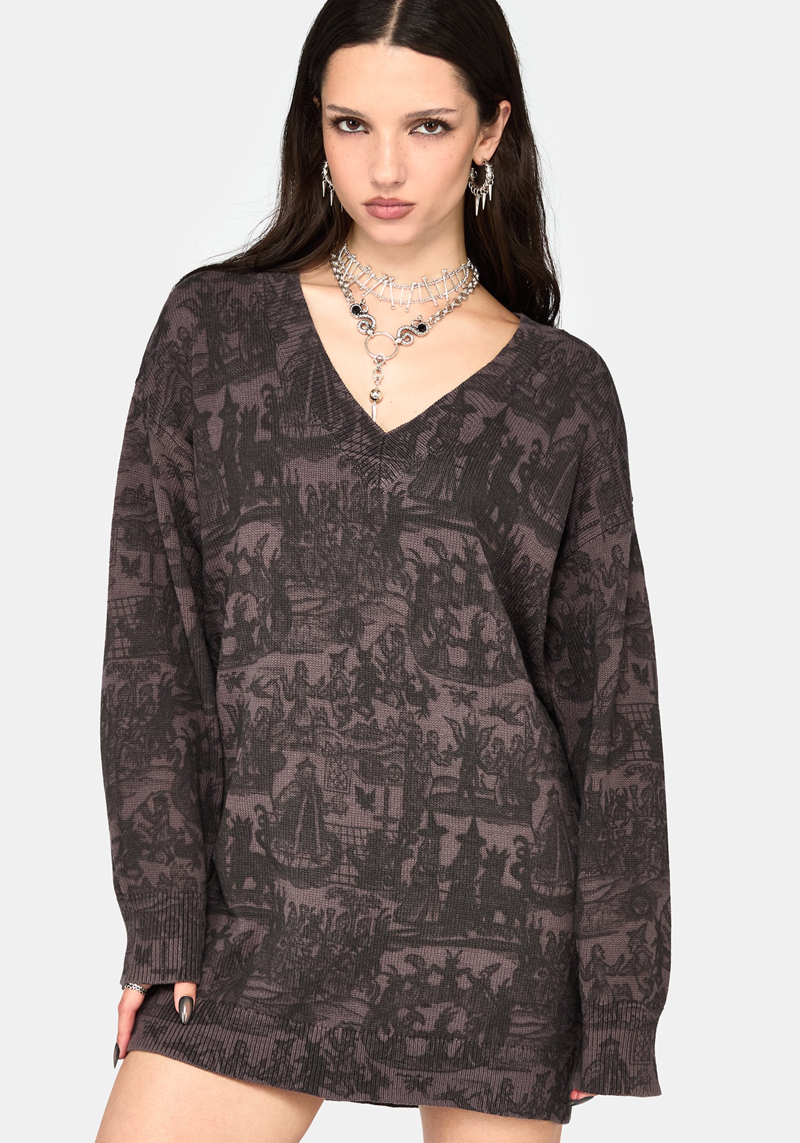 Diabolical V Neck Knit Jumper