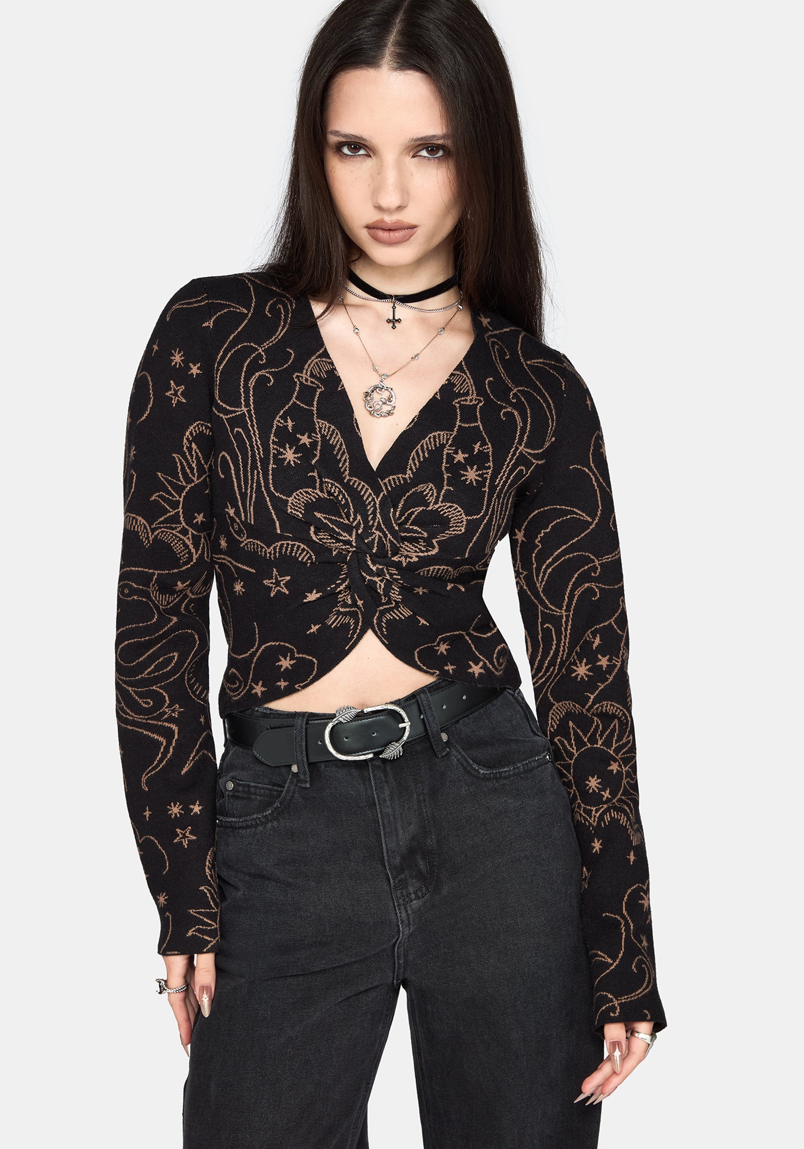 Celeste Celestial Jacquard Knit Top