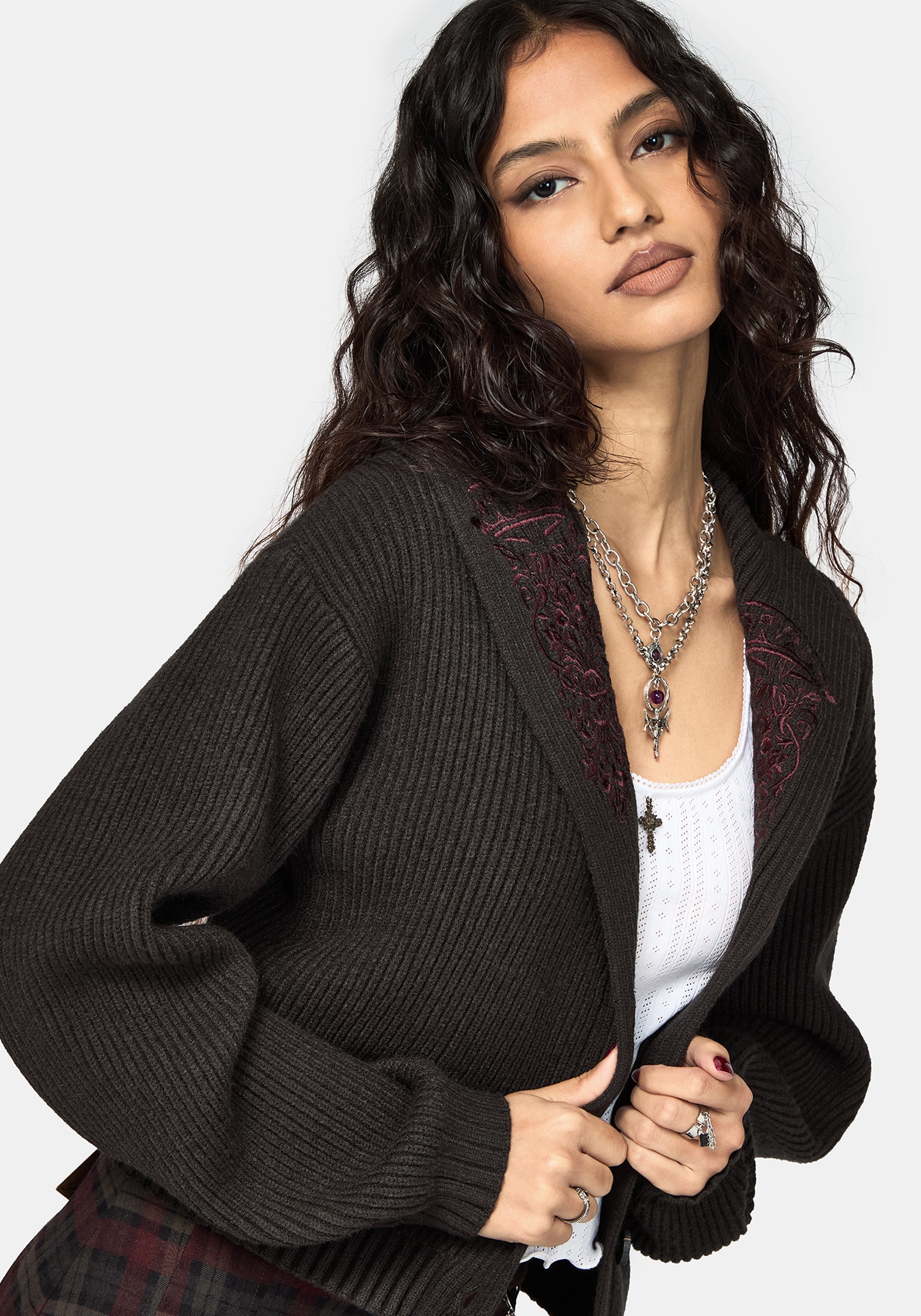 Margaux Embroidered Collar Cardigan