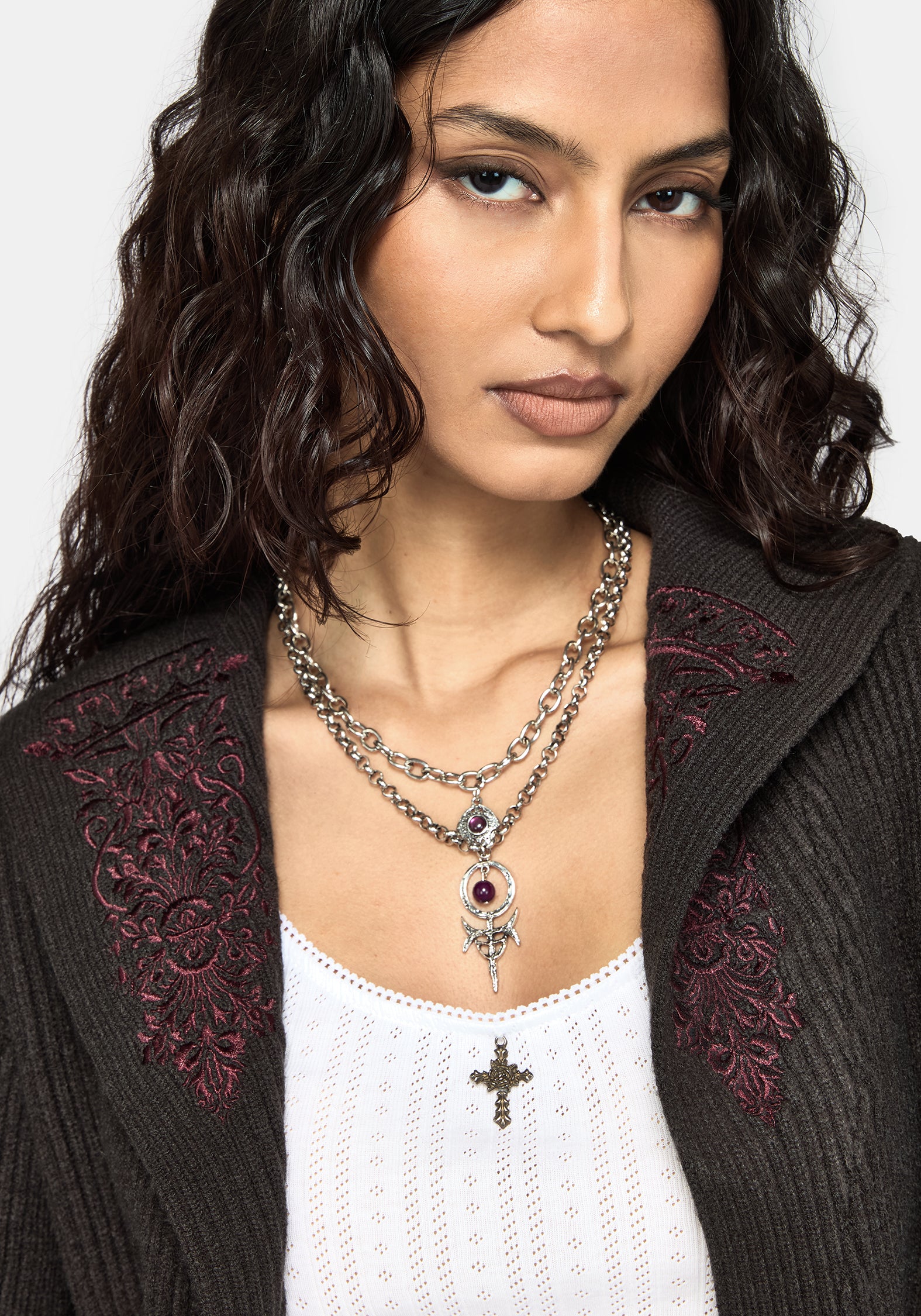 Margaux Embroidered Collar Cardigan