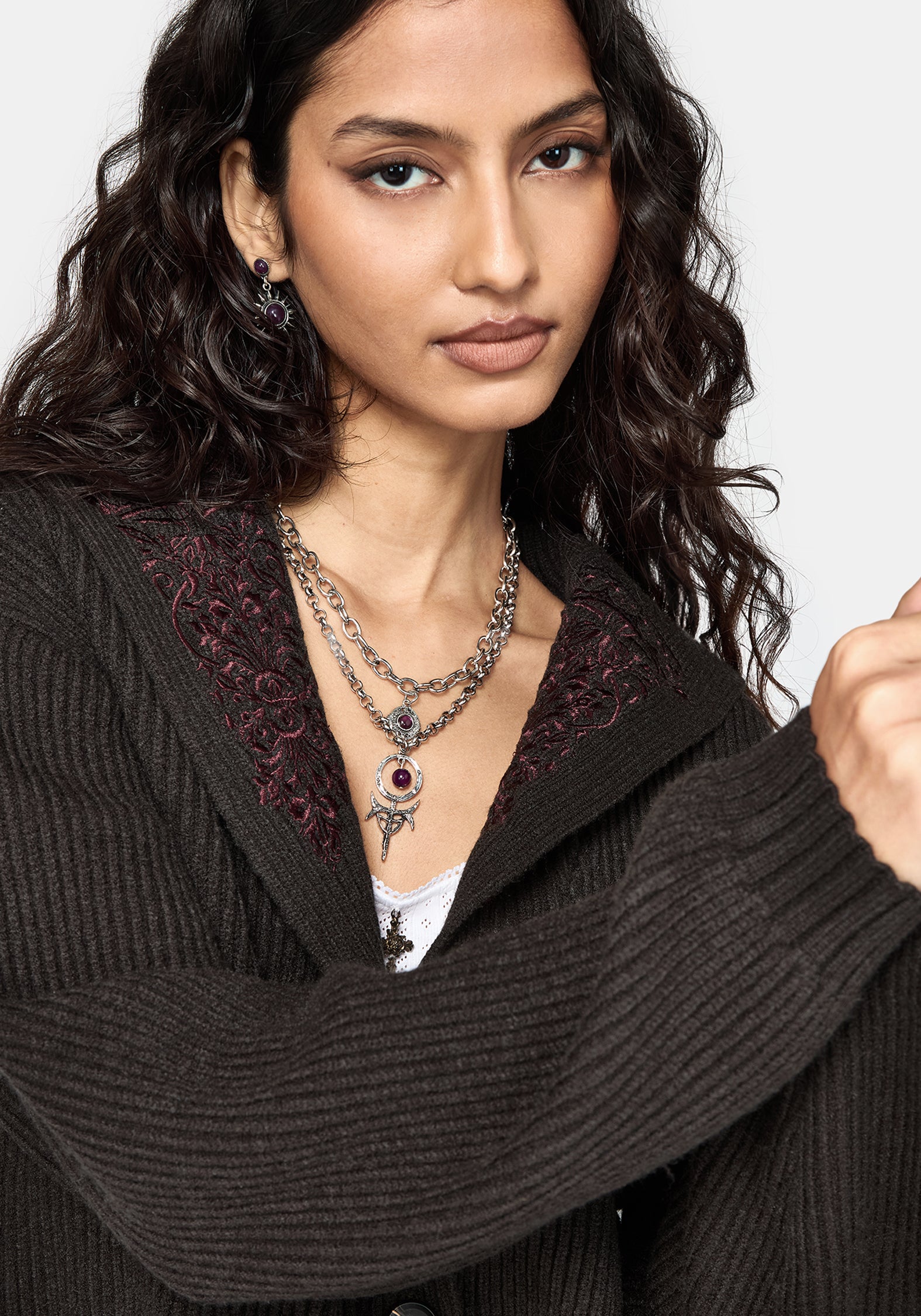 Margaux Embroidered Collar Cardigan