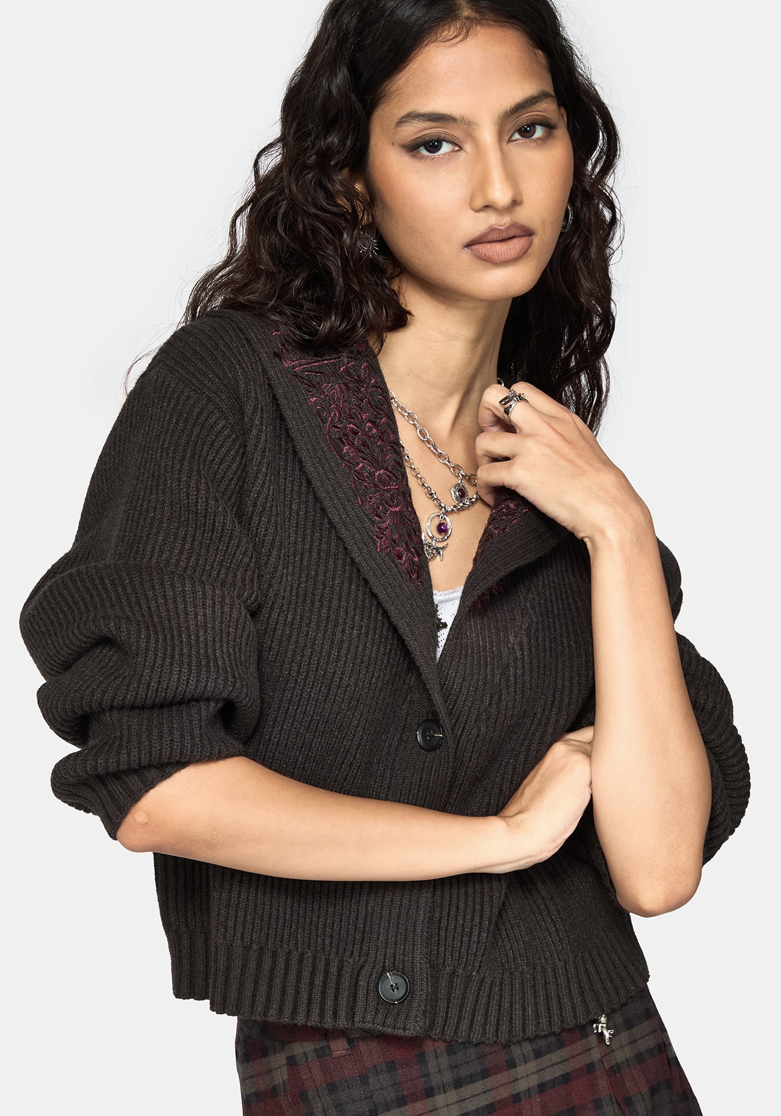 Margaux Embroidered Collar Cardigan