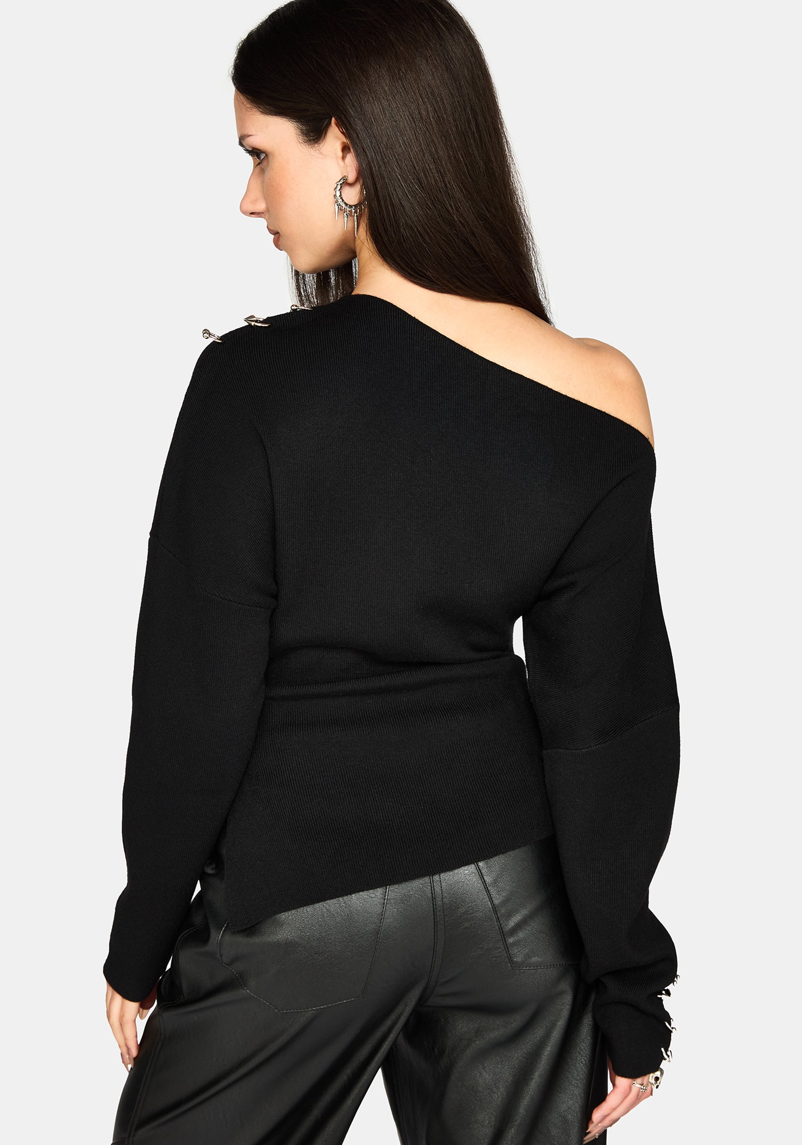 Madigan Asymmetric Piercing Knit Top