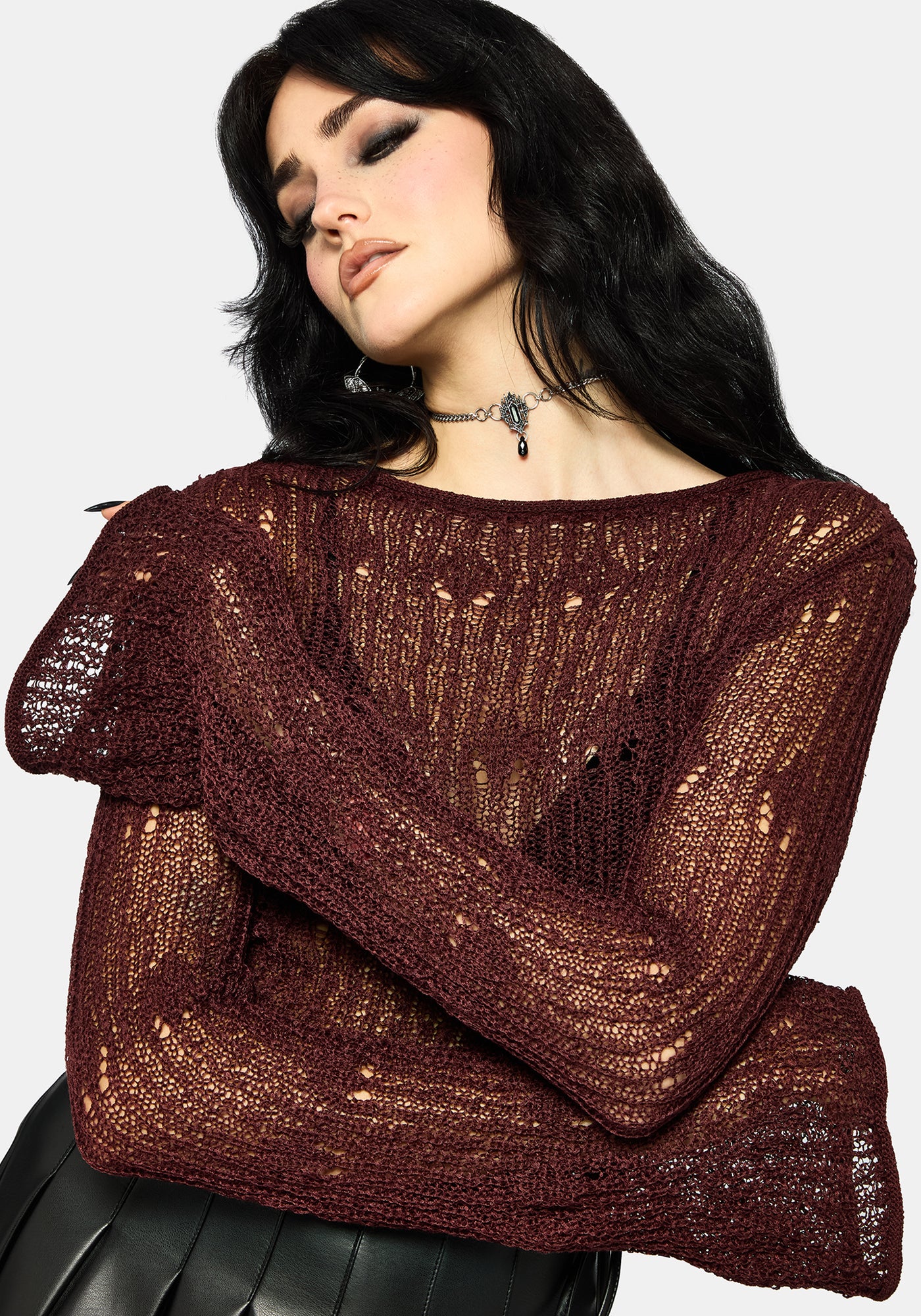 Damien Ladder Knit Top - Burgundy – Disturbia