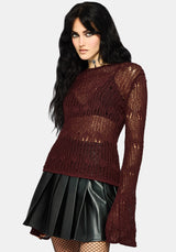 Damien Ladder Knit Top - Burgundy