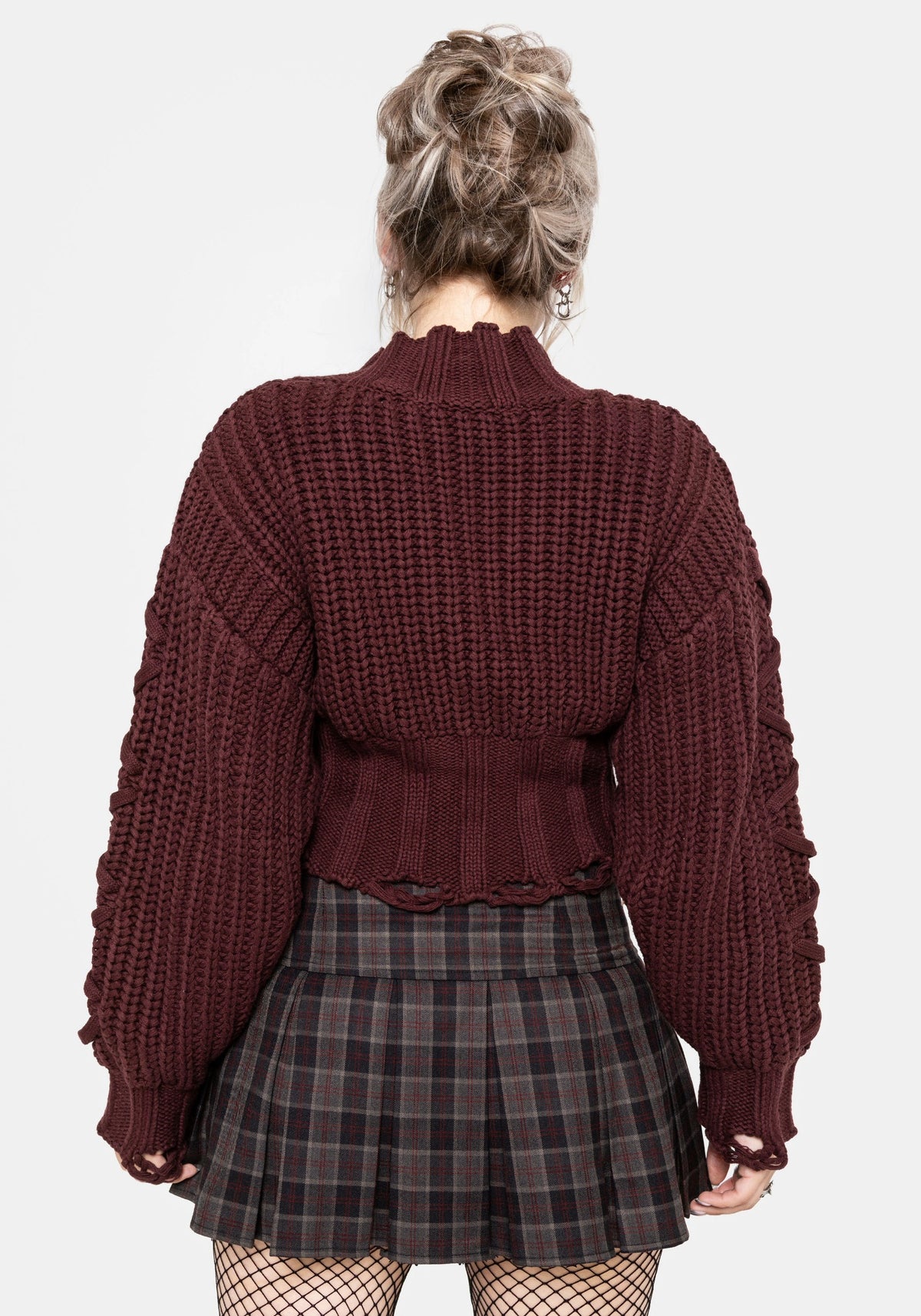 Olkra Weave Chunky Knit Jumper - Burgundy S