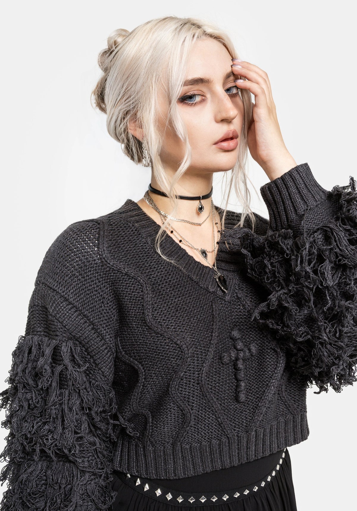 Ebon Shaggy Sleeve Knit Jumper S