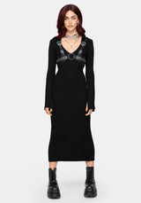 Heike Hooded Ribbed Knit Dress