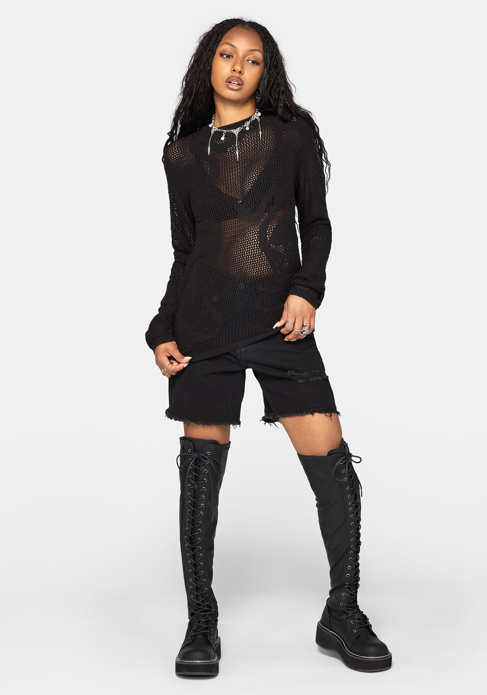 Blanc Snake Mesh Jumper