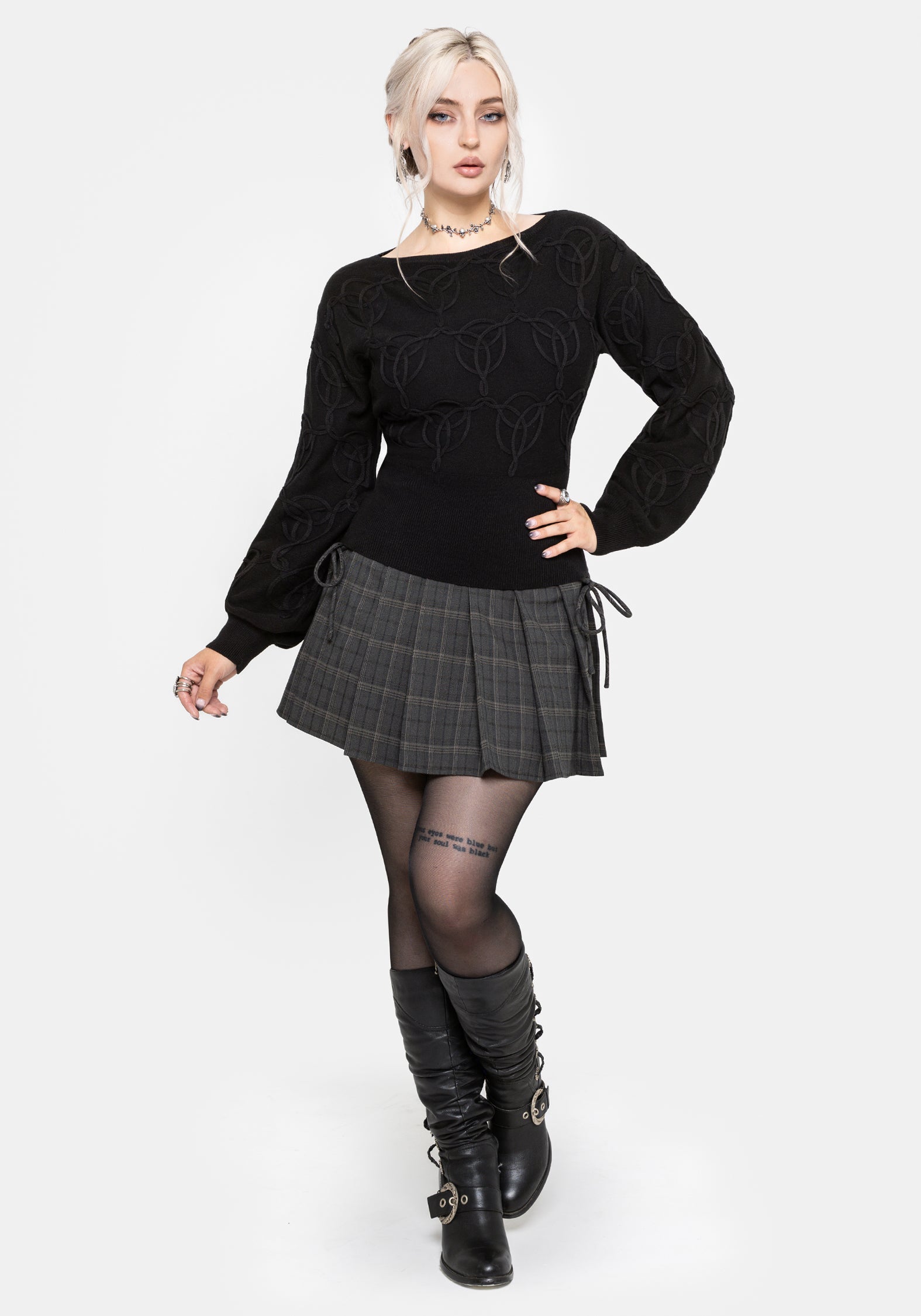 Covet Cotton-Blend Witches Knot Cable Knit Jumper - Black