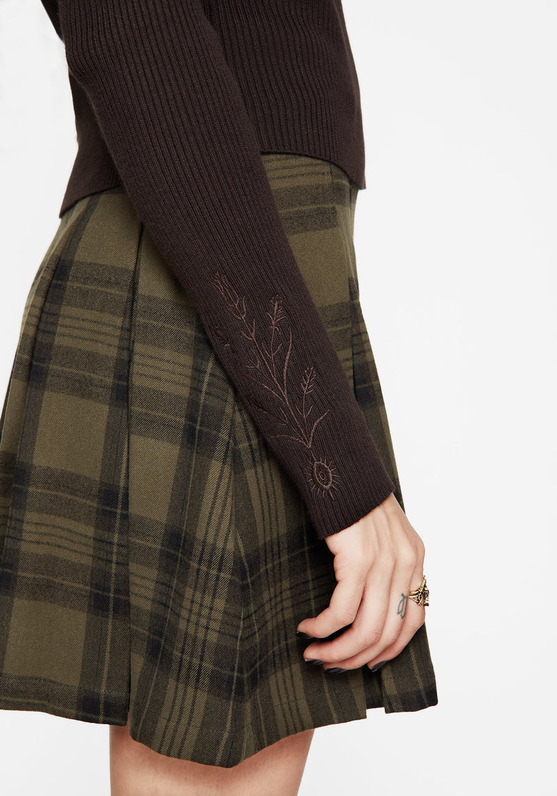 Cybele Embroidered Button Up Ribbed Knit Cardigan