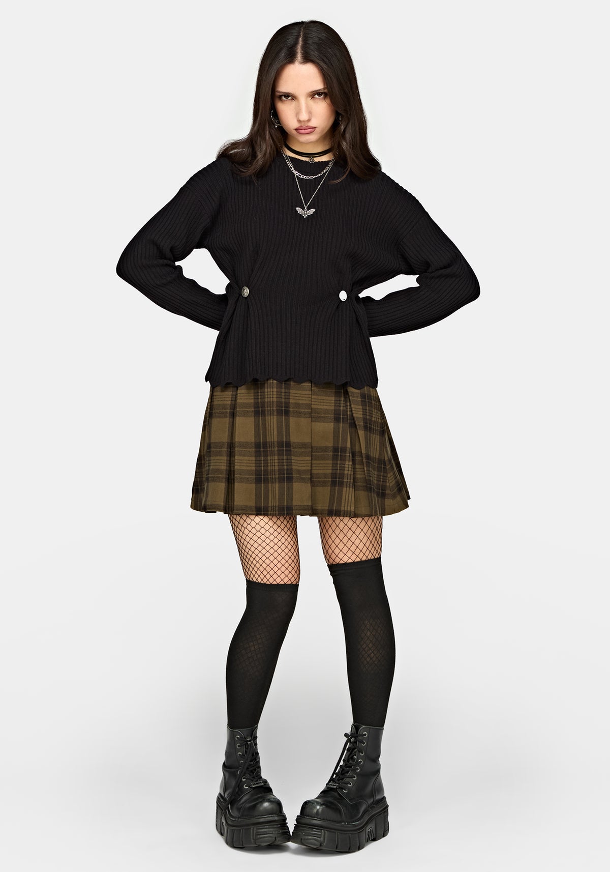 Cove Ribbed Button Waist Knit Jumper