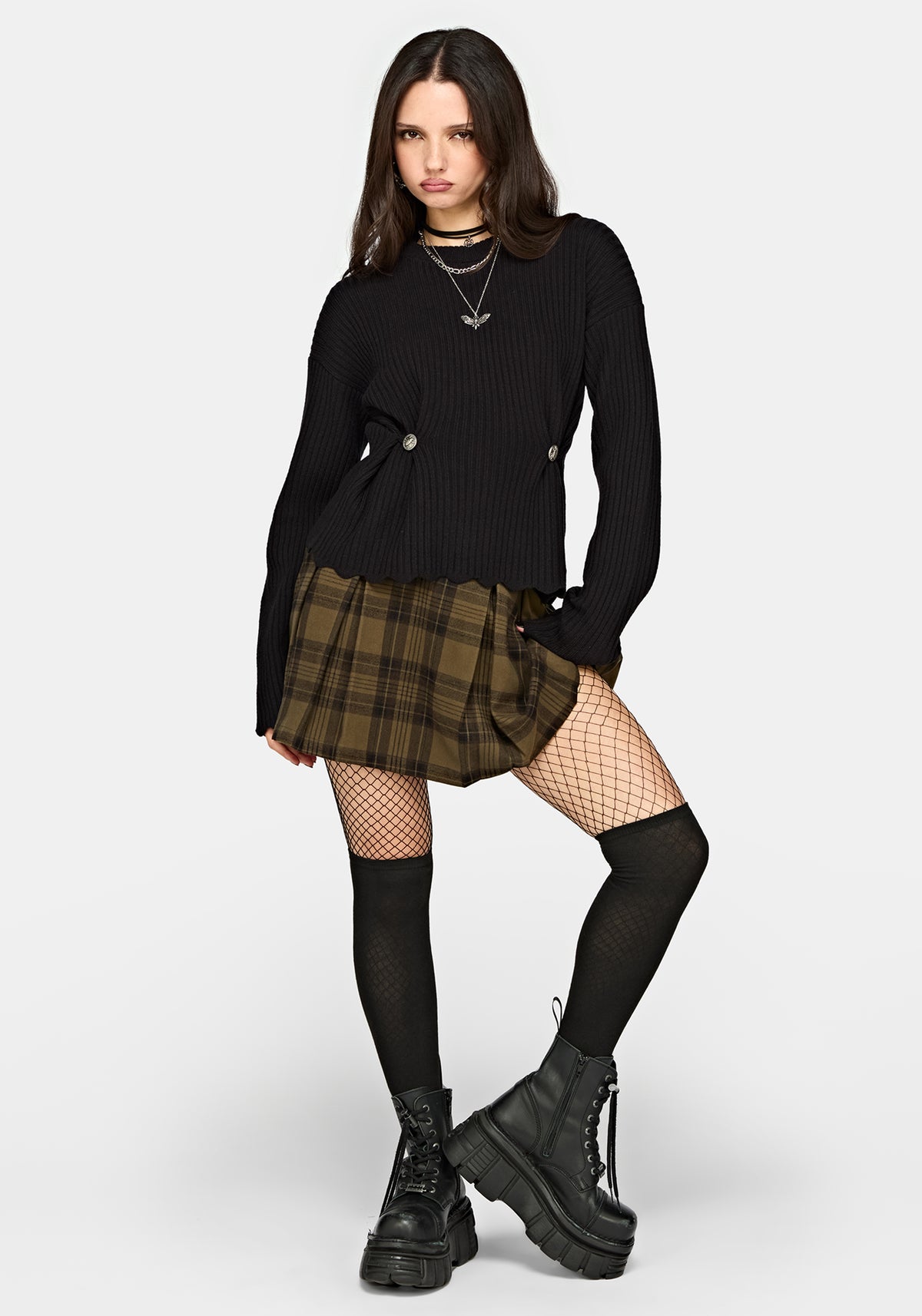 Cove Ribbed Button Waist Knit Jumper
