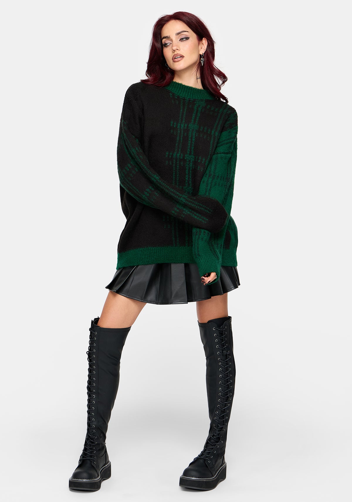 Checkmate Check Fluffy Knit Jumper