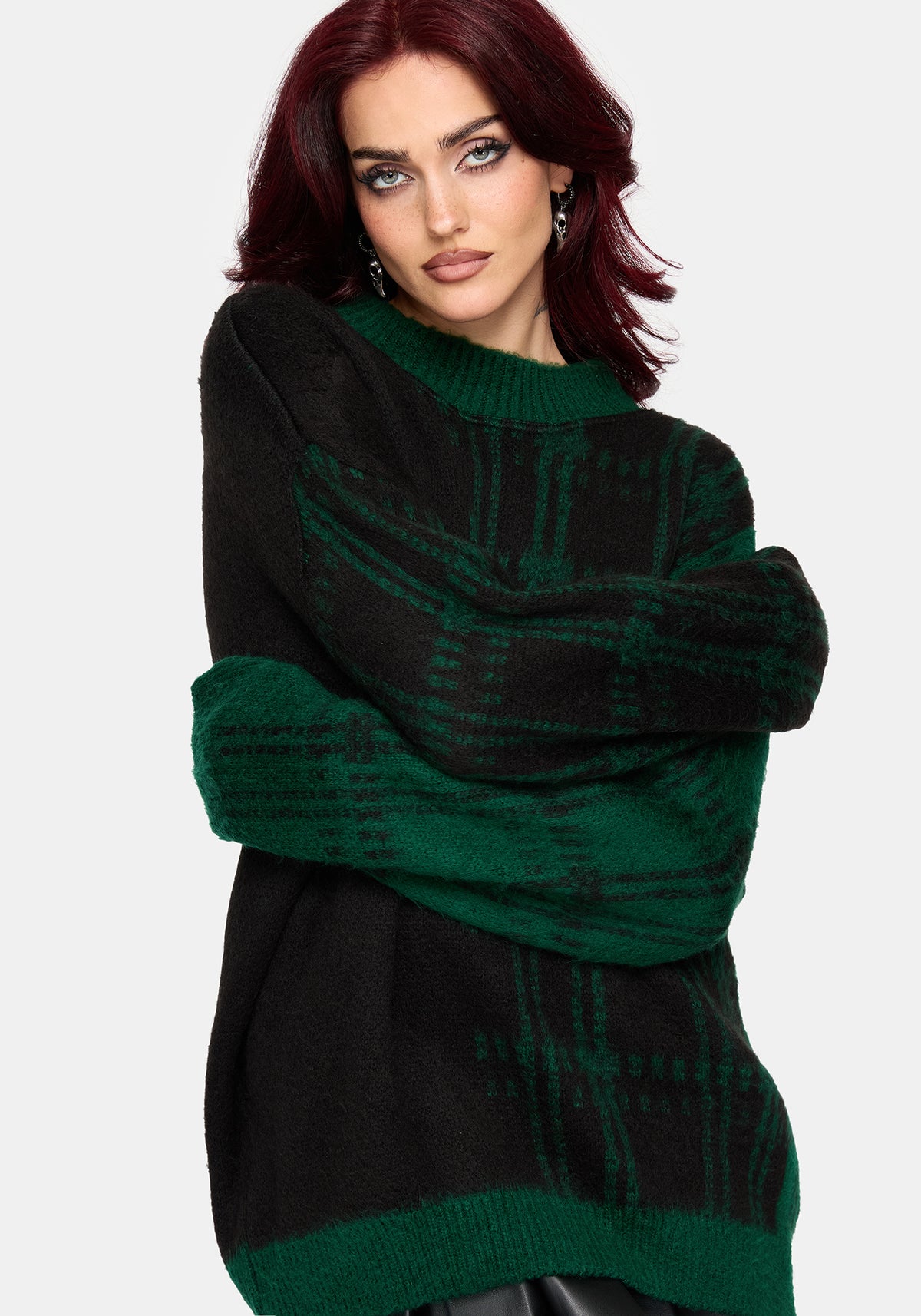 Checkmate Check Fluffy Knit Jumper
