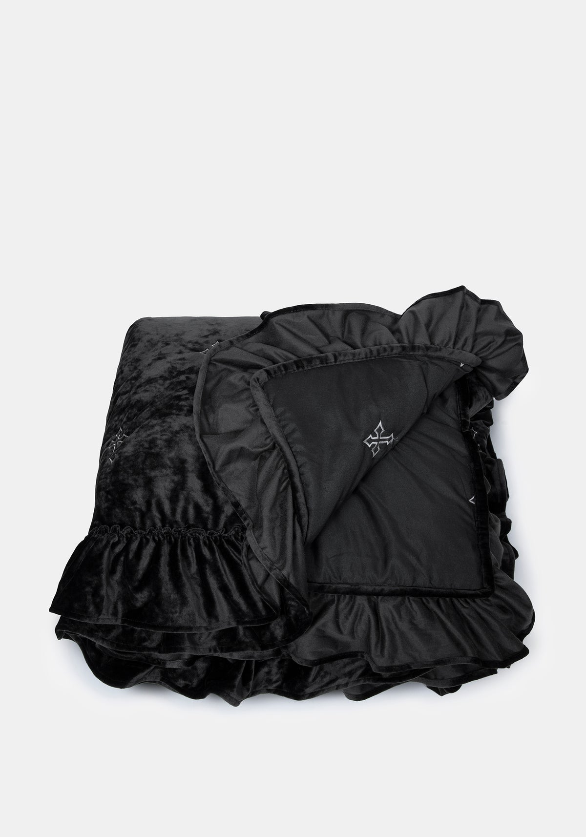 Vurlo Crushed Velvet Embroidered Cross Blanket