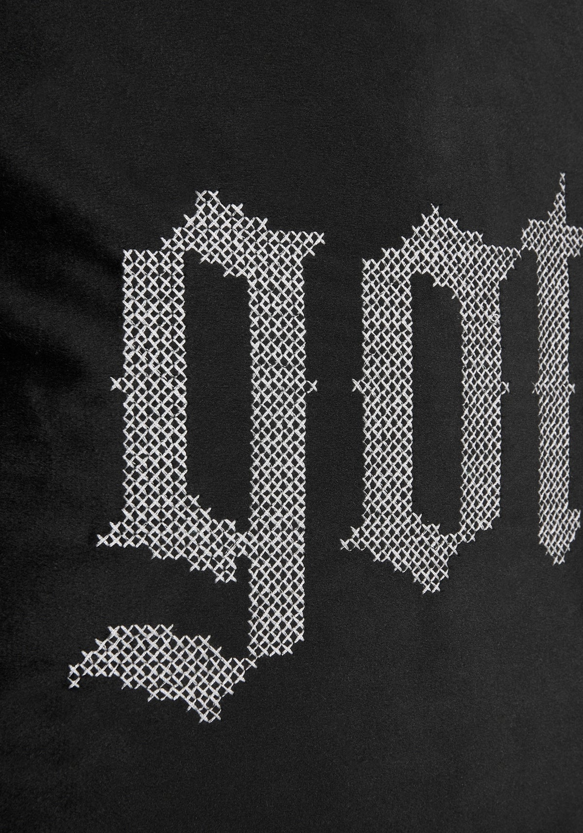 Goth Cross Stitch Square Ruffle Cushion