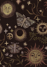 Rhea Cotton Blend Moth and Moon Print Mini Smock Dress