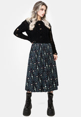 Pythia Print Button Up Midi Skirt