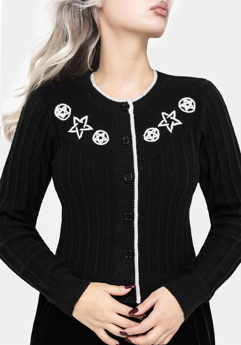 Pentagram Embroidered Cardigan