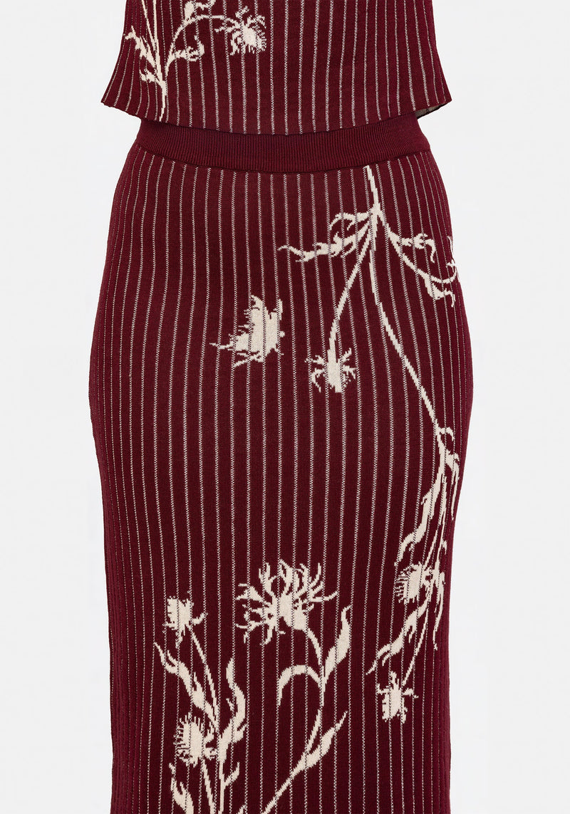 Diastella Floral Jacquard Rib Knit Maxi Skirt