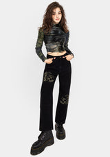 Buckthorn Embroidered Denim Barrel Leg Jeans