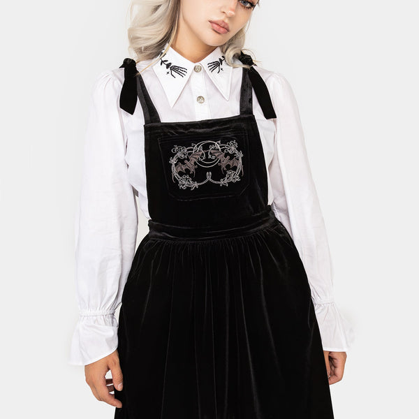 Vampyrum Bat Embroidered Mini Pinafore Dress – Disturbia