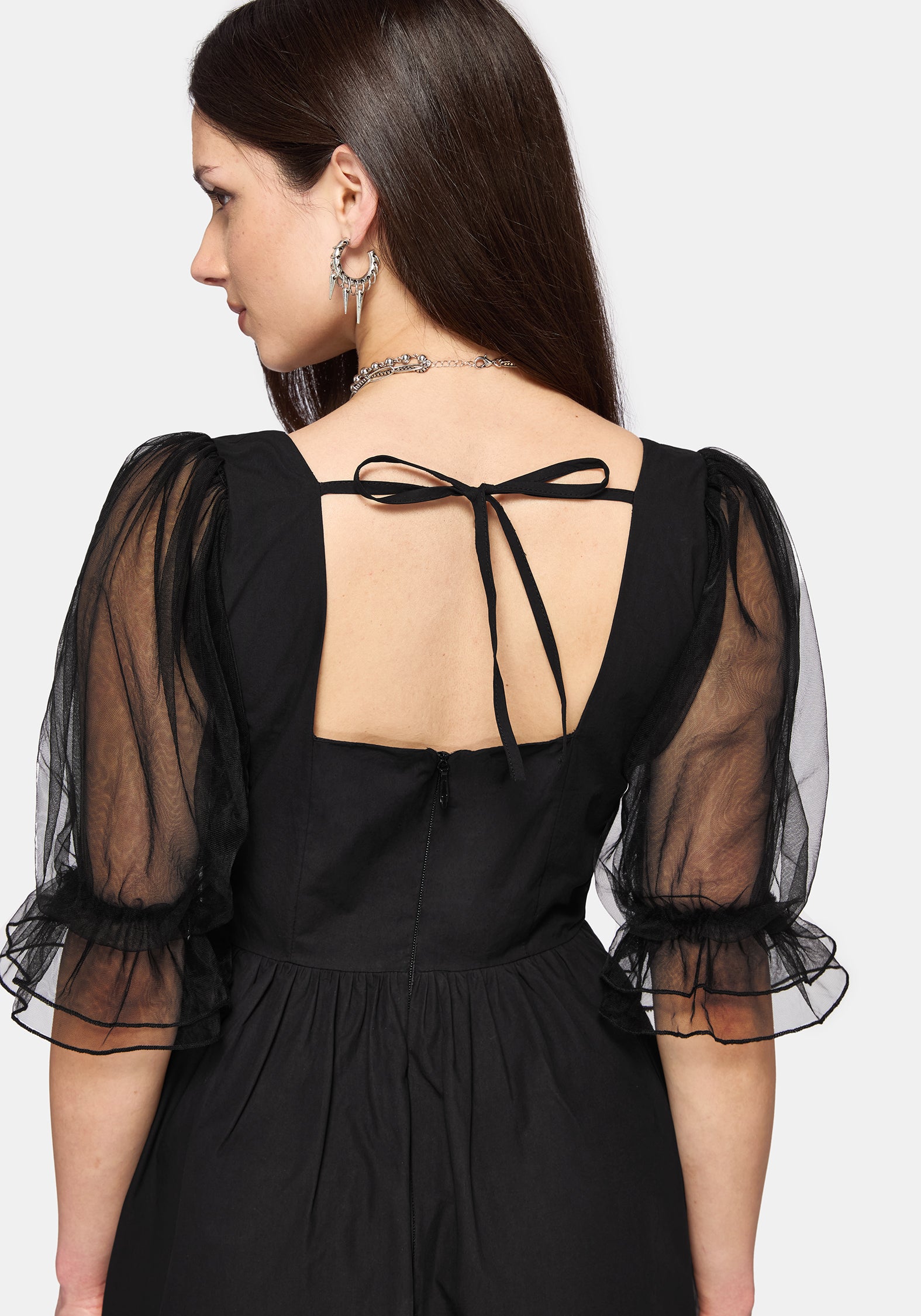 Phoenix Cotton Embroidered Puff Sleeve Midi Dress
