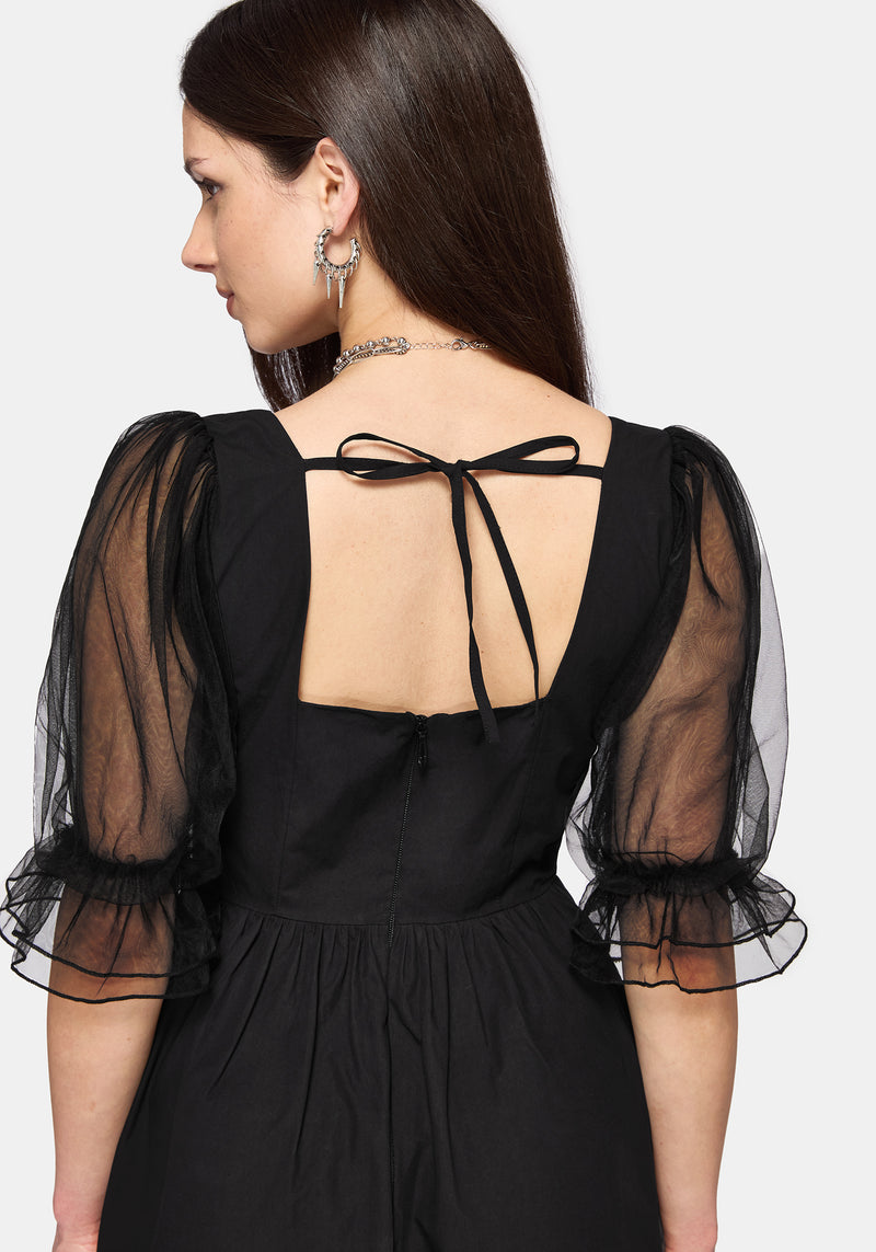 Phoenix Cotton Embroidered Puff Sleeve Midi Dress – Disturbia