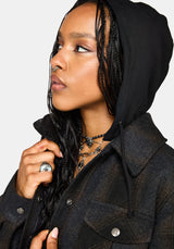 Marceline Hooded Pocket Check Shacket