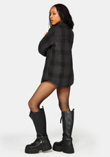 Marceline Hooded Pocket Check Shacket