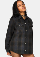 Marceline Hooded Pocket Check Shacket