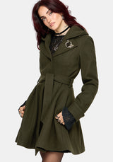 Cyrene Belted Removable Hood Coat