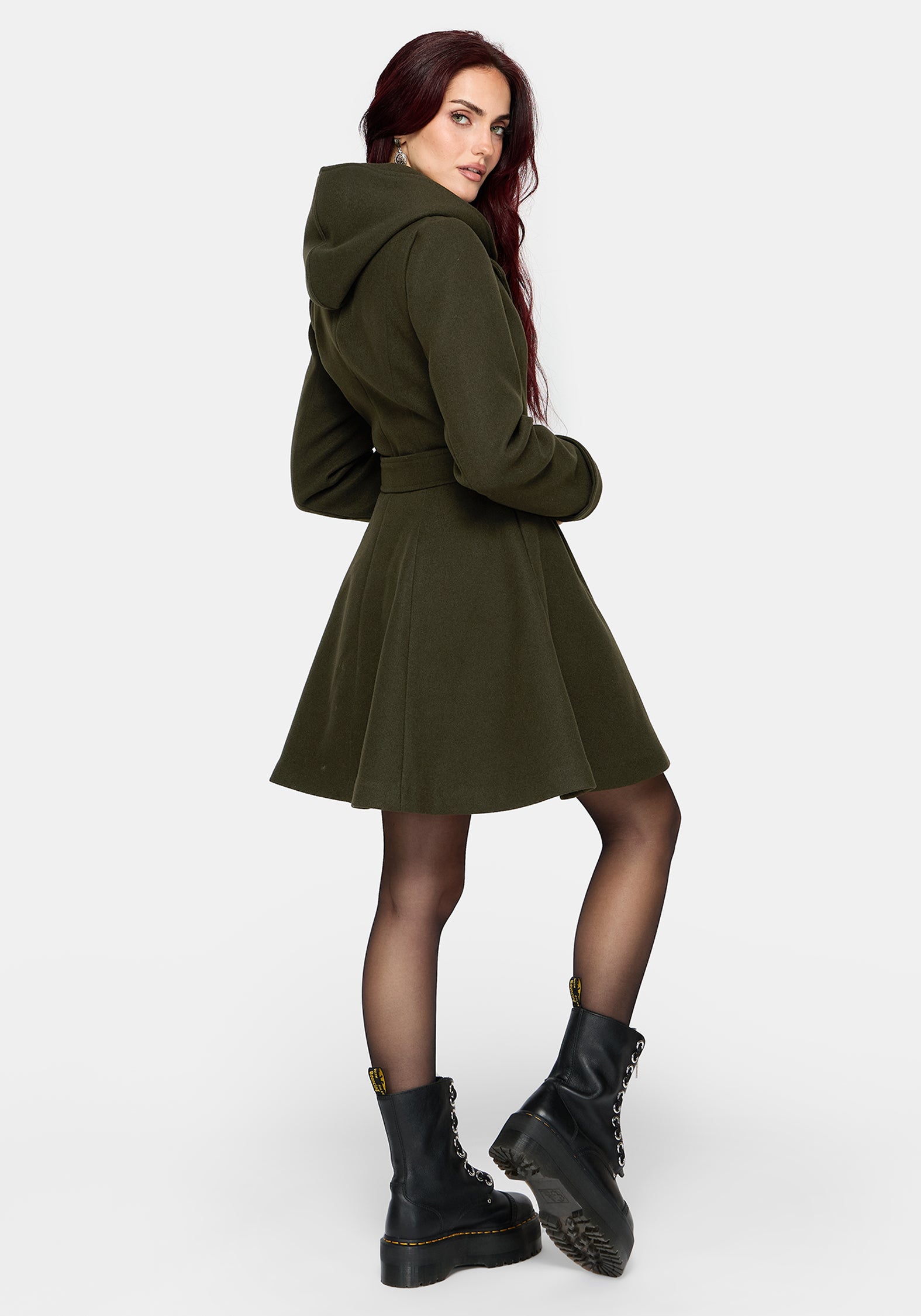 Cyrene Belted Removable Hood Coat