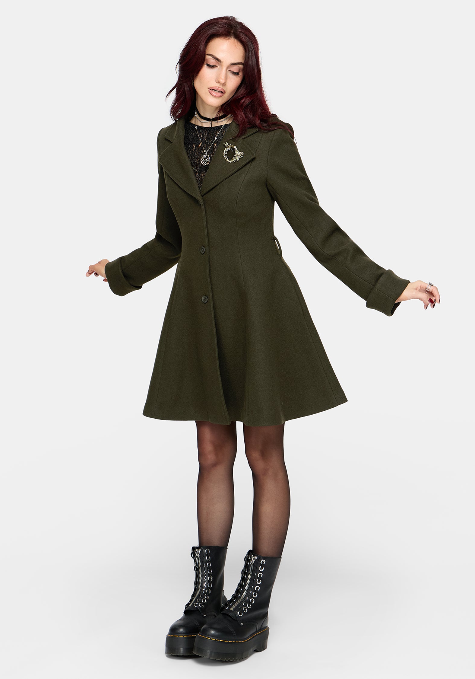Cyrene Belted Removable Hood Coat