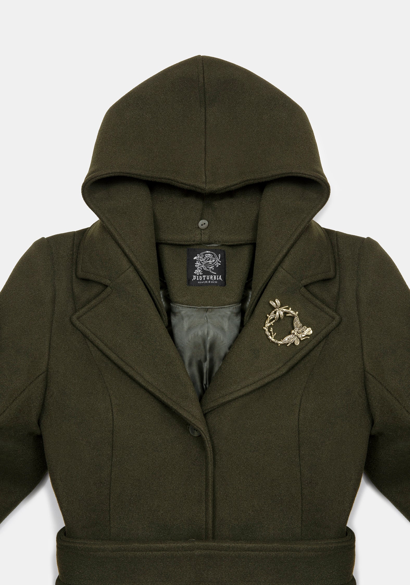 Cyrene Belted Removable Hood Coat