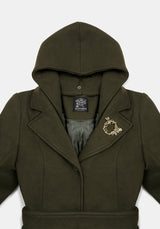 Cyrene Belted Removable Hood Coat