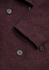 Abyss Tie Waist Double Breasted Coat With Snake Brooch - Plum