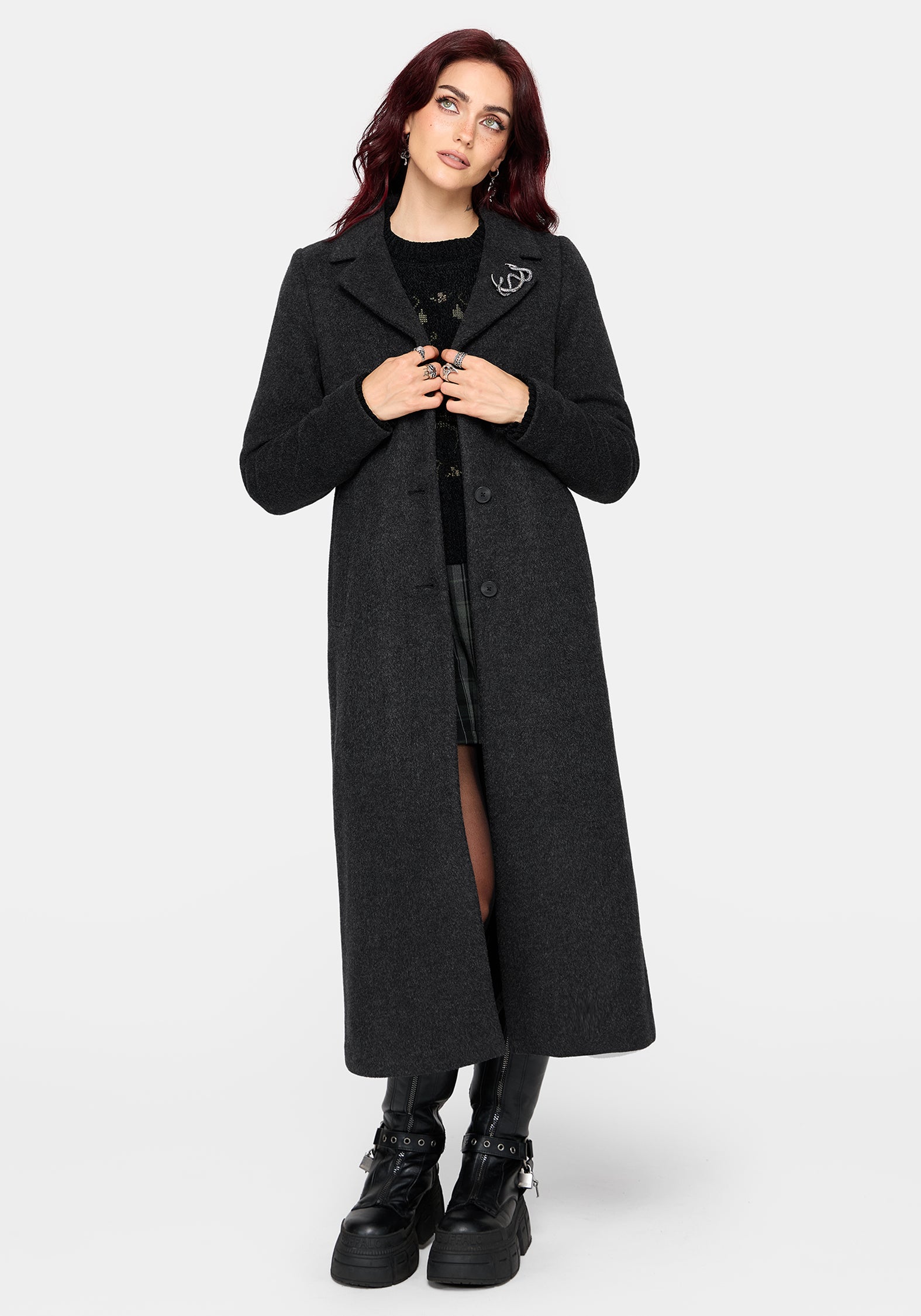 Albina Snake Pin Longline Coat
