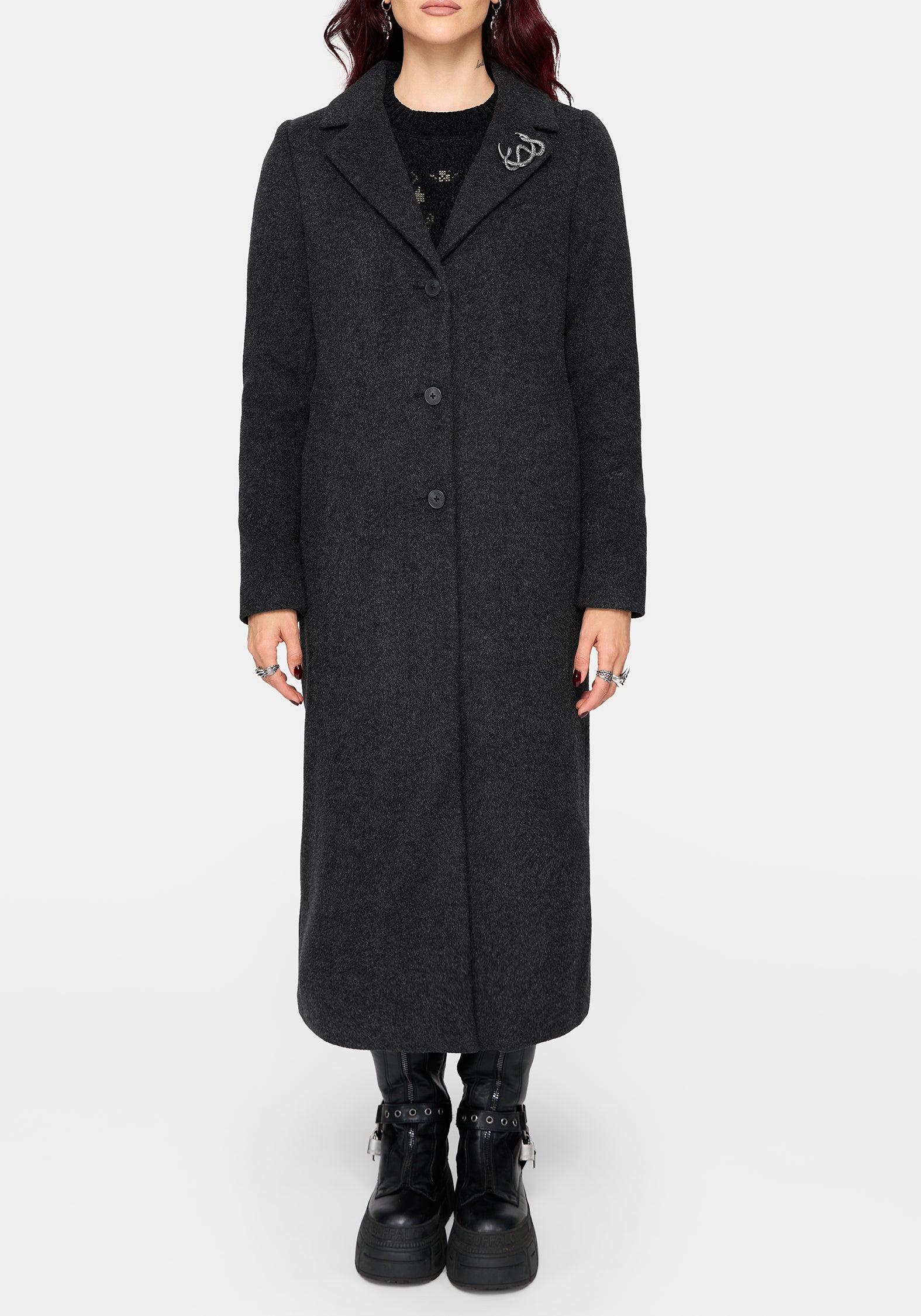 Albina Snake Pin Longline Coat