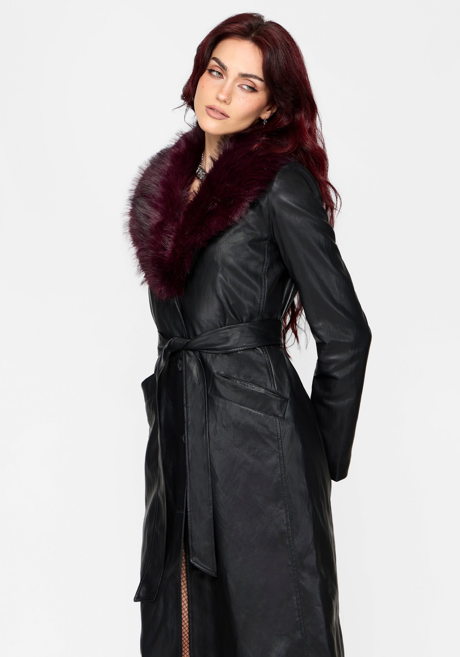 Effina Fur Collar Longline Coat