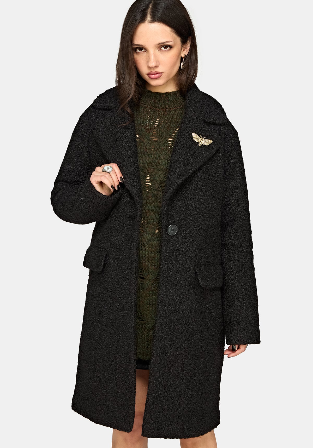 Eydra Recycled Bouclé Coat - Black