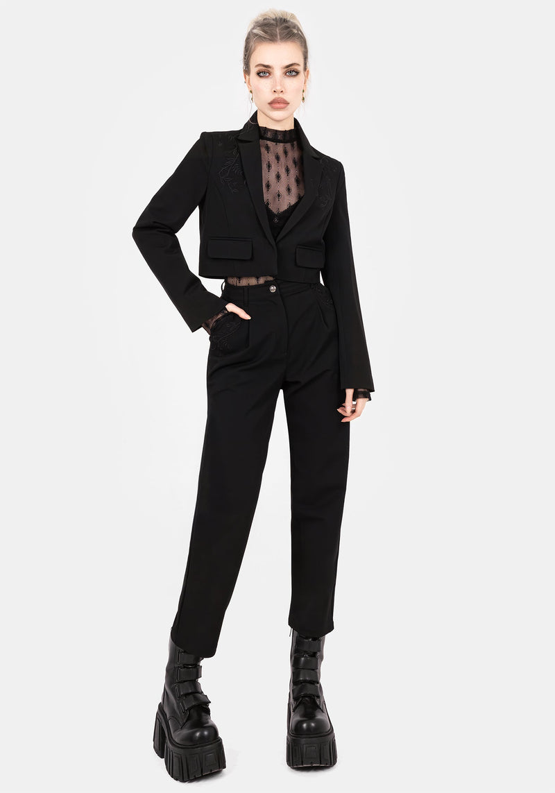 Mona Embroidered Crop Blazer