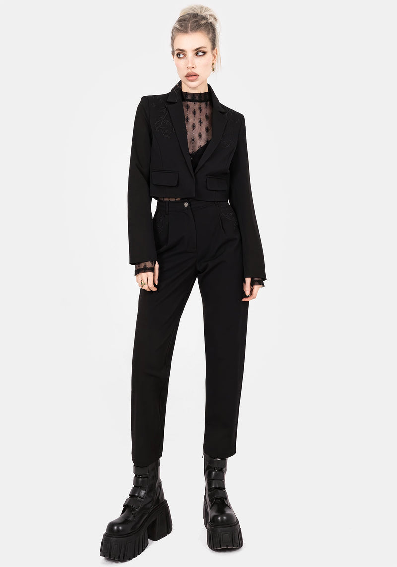 Mona Embroidered Crop Blazer