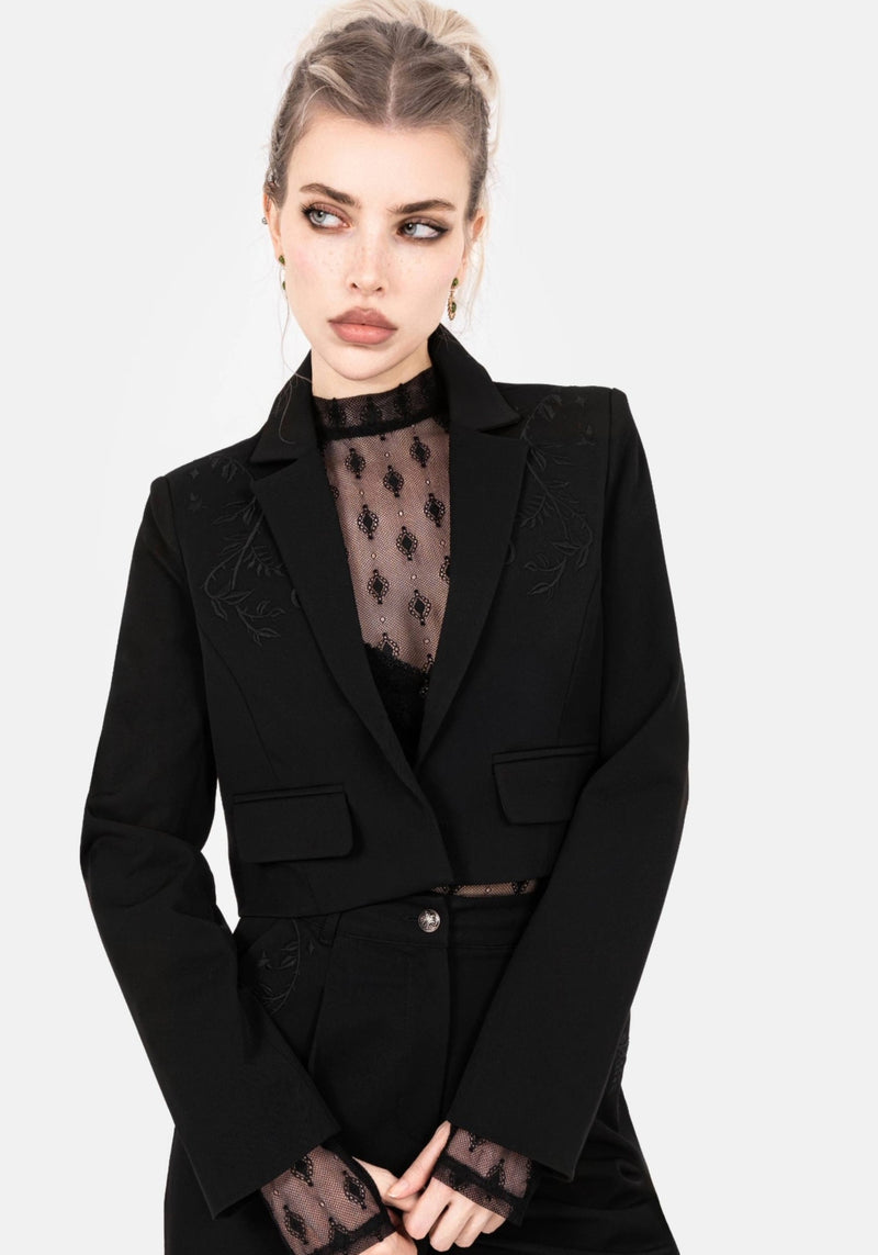 Mona Embroidered Crop Blazer